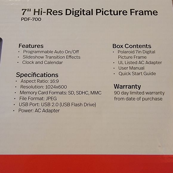 New Polaroid 7 inch digital photo frame - Picture 2 of 2